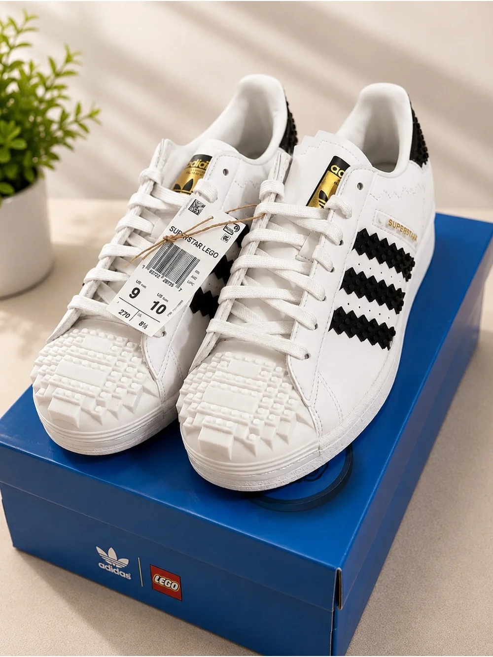 Adidas Superstar x LEGO White/Black Men's Sneakers- Size 9